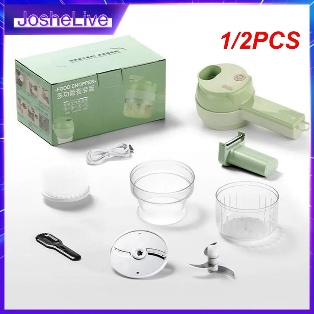 

1/2PCS New 4 In1 Multifunctional Electric Vegetable Cutter Slicer Garlic Mud Masher Cutting Pressing Mixer Garlic Chopper Food