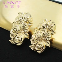 luxury rose bouquet long earrings for women vintage gold color aretes de mujer wedding bohemian african jewelry