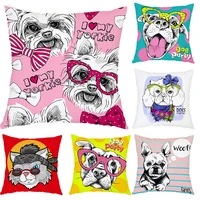 cartoon miss dog throw pillow cover pink yellow power dog pillowscase morty 40x40 decorative cushions for bed sofa bed 45x45