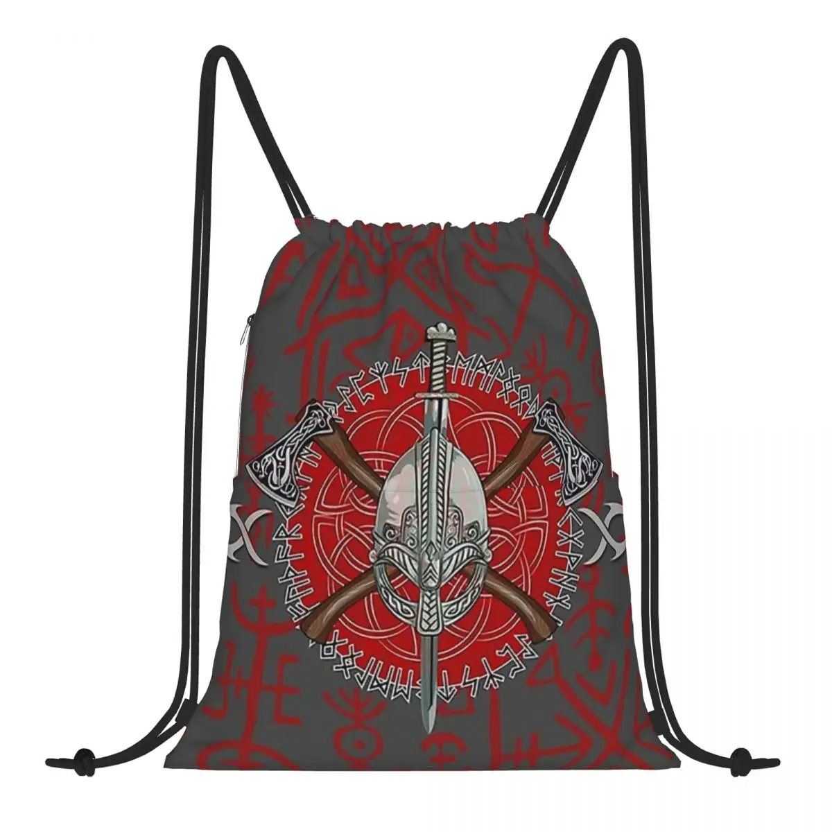 

Shield Swords And Axes Vikings Viking Backpack Bundle Pocket Shopping Bag Outdoor Housekeeping Storage Bag For Boys Girls