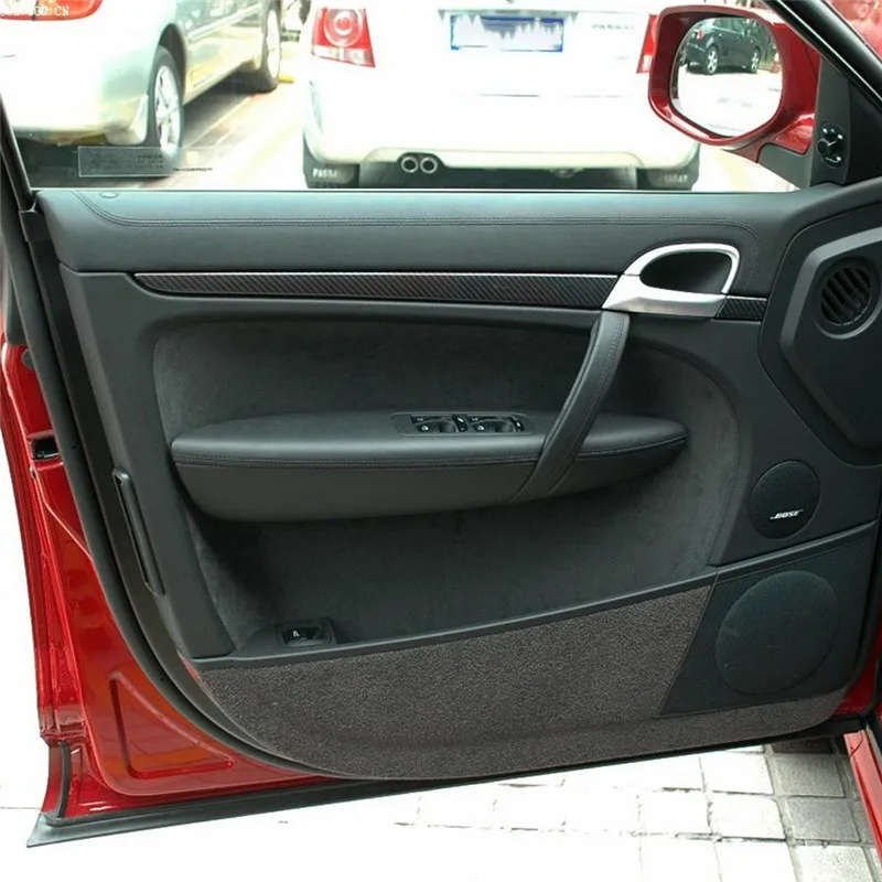 

6Pcs/set Carbon Fiber Stickers Front and Rear Door Cover Trim For Porsche Cayenne 2003-2010 Car Interior Accessories
