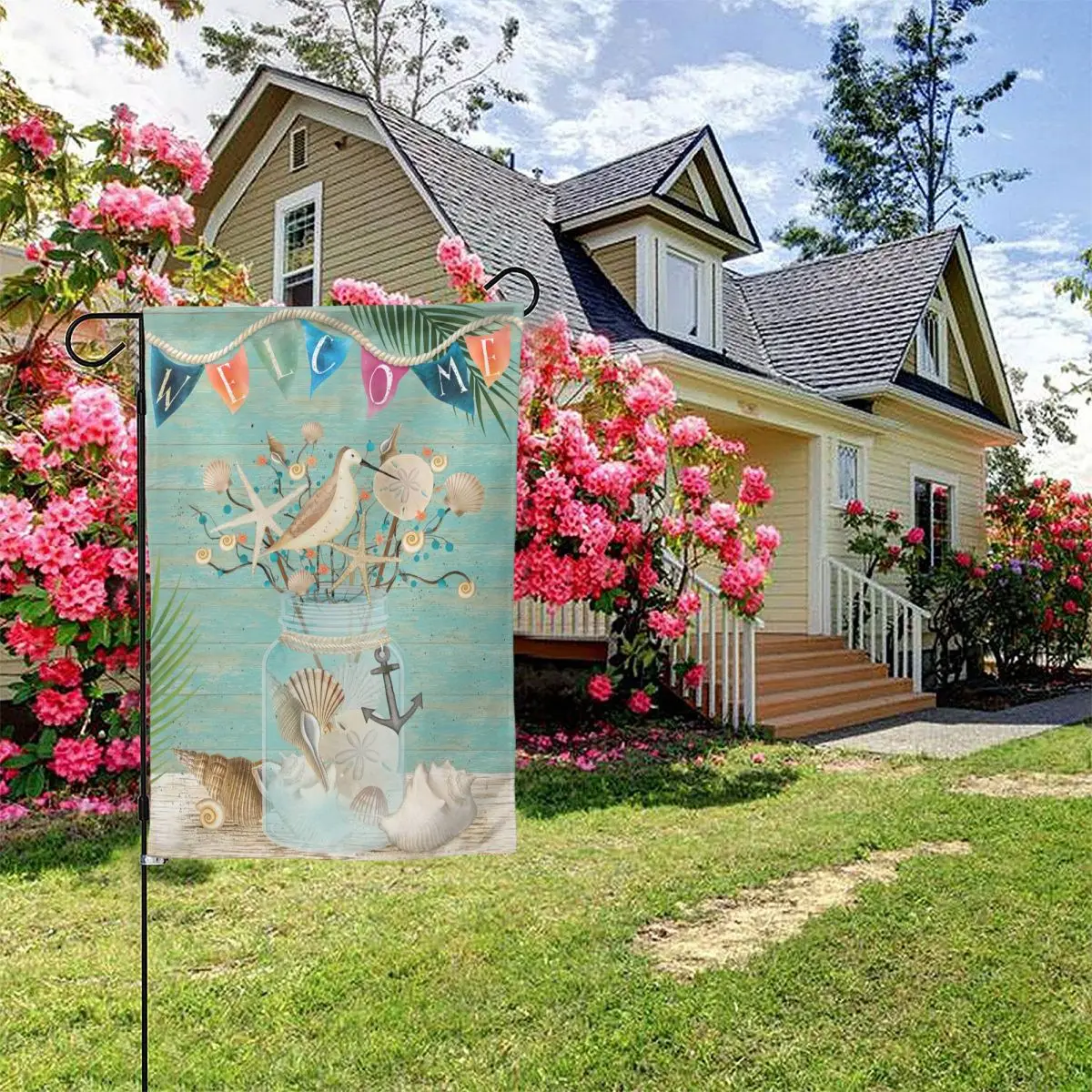 

Briarwood Lane Coastal Mason Jar Summer Garden Flag Garden Flag,Double-Sided Flag,Outdoor Decoration Flag,Courtyard Flag