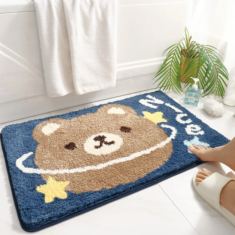 

Мультяшный коврик для ванной комнаты Нескользящий толстый сильный водопоглощающий Быстросохнущий коврик для ног Дверь унитаза Симпатичный ковер