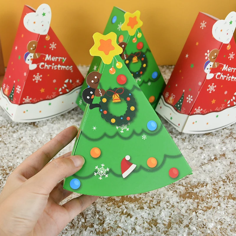 

5pcs Merry Christmas Tree Candy Box Cookie Snack Baking Gift Packaging Box 2024 New Year Xmas Party Home Decoration Navidad Noel