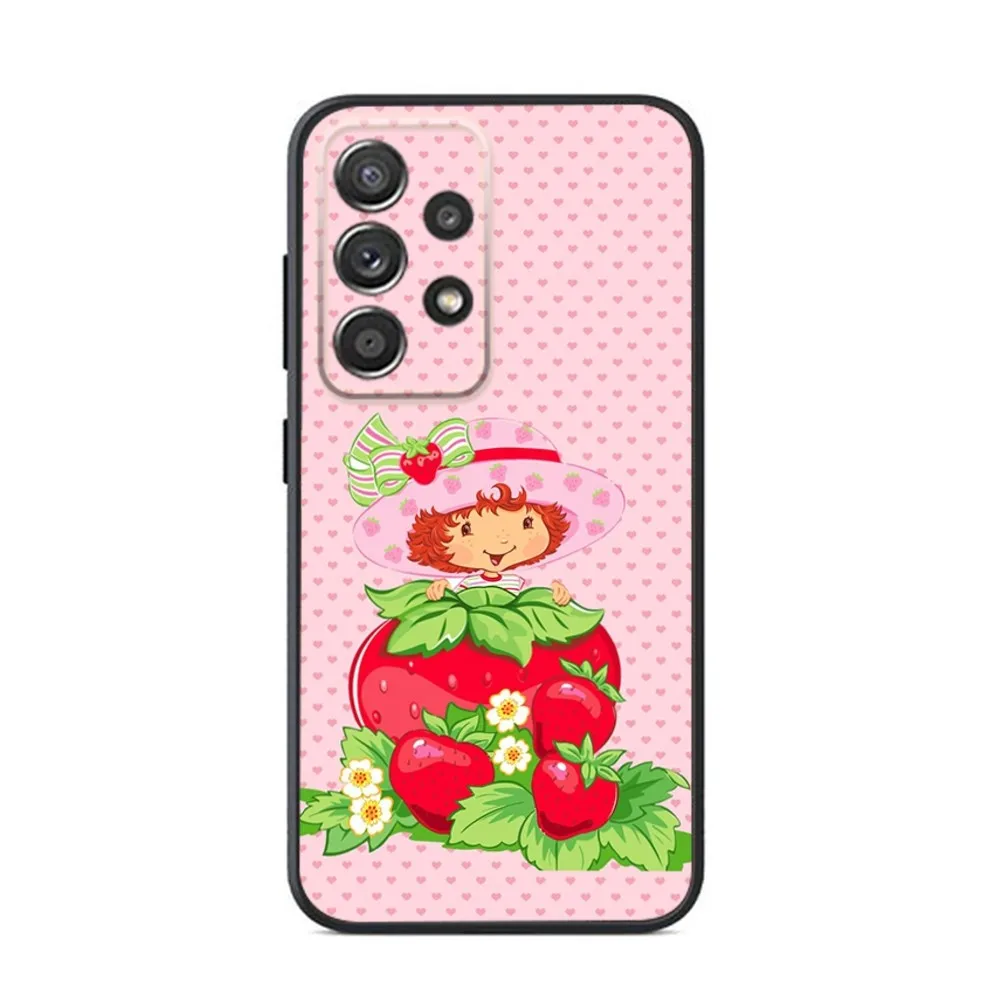 Чехол для телефона S-Strawberry Pink Shortcake Samsung S24 S23 S22 S21 S20 S10 S10E S9 Plus FE Note 20 Ultra 10 9 черный