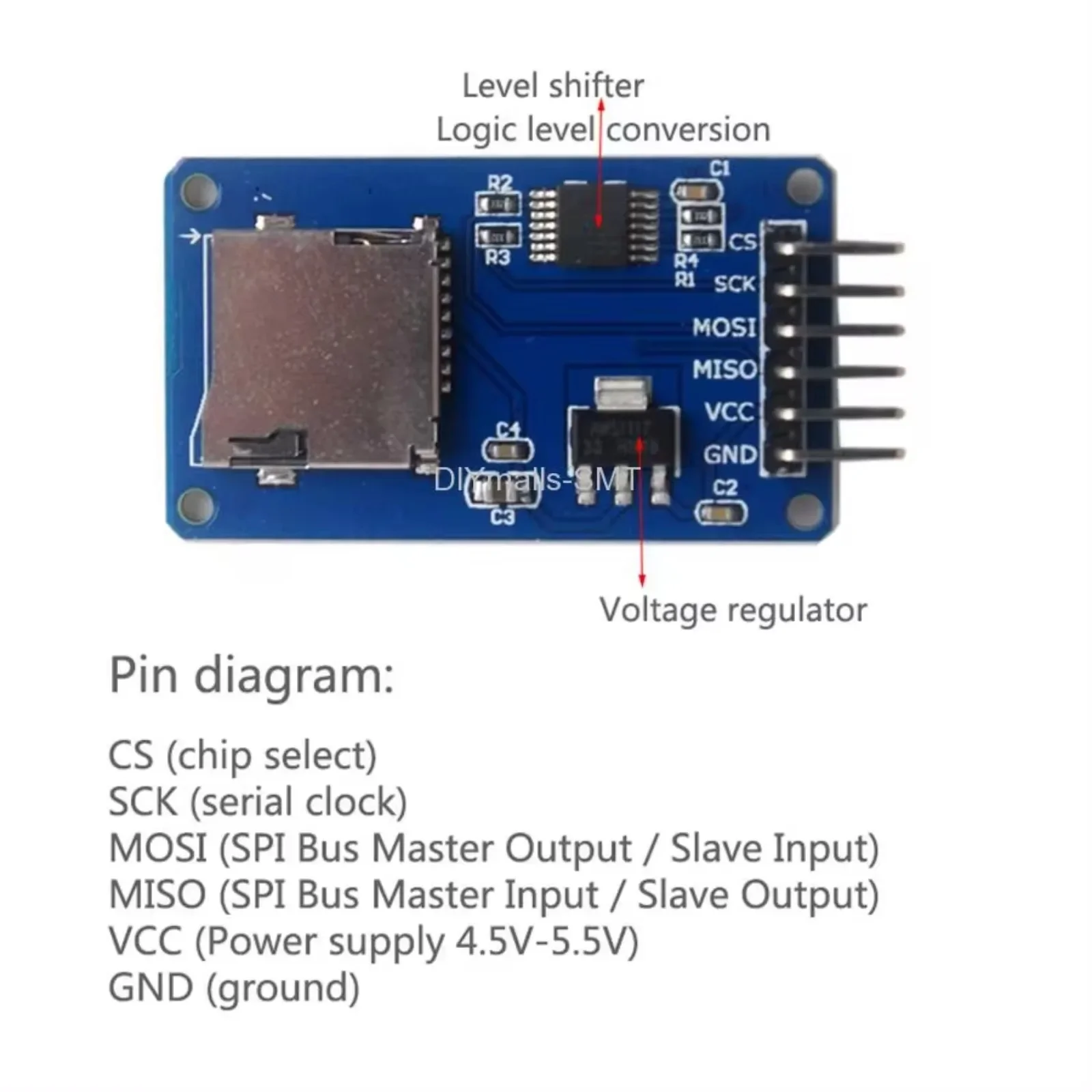 Модуль Micro SD карты памяти Mini TF модуль чтения записи с интерфейсом SPI