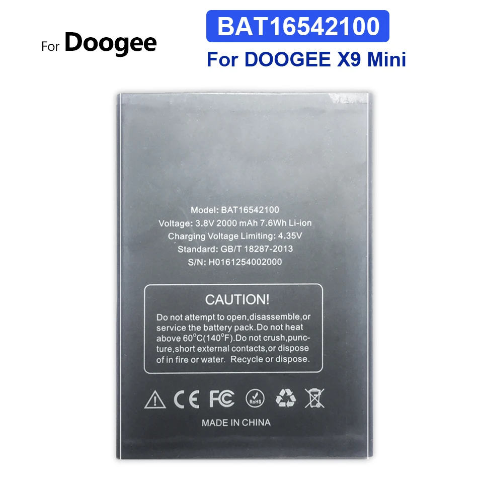 Аккумулятор BAT16542100 2000 мАч для DOOGEE X9 Mini + номер отслеживания