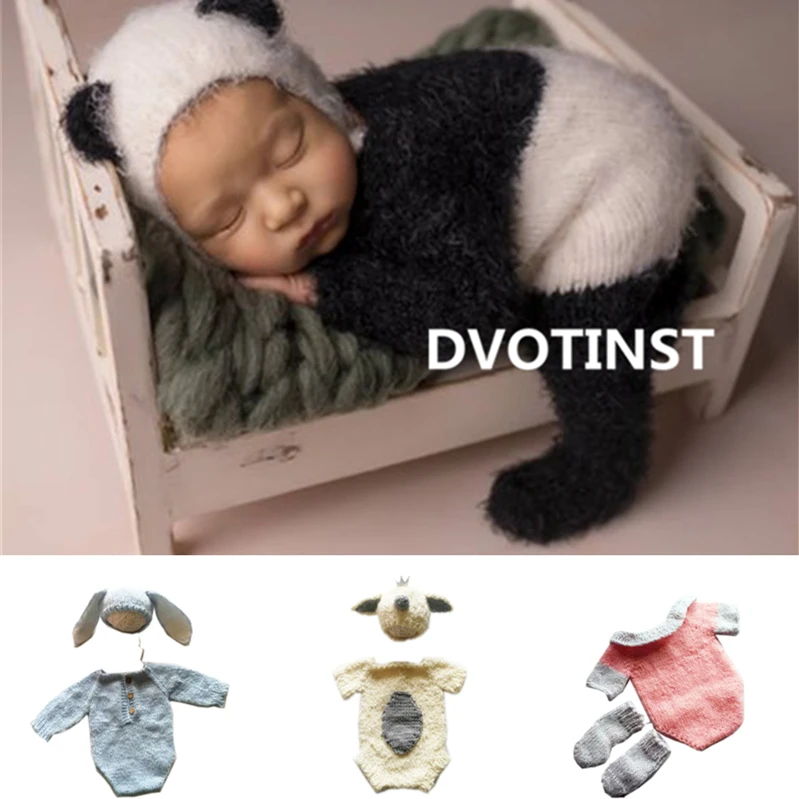 DVOTINST Newborn Baby Photography Props Knit Crochet Soft Hood Outfits Fotografia Accessory Infant Studio Shoots Photo Props