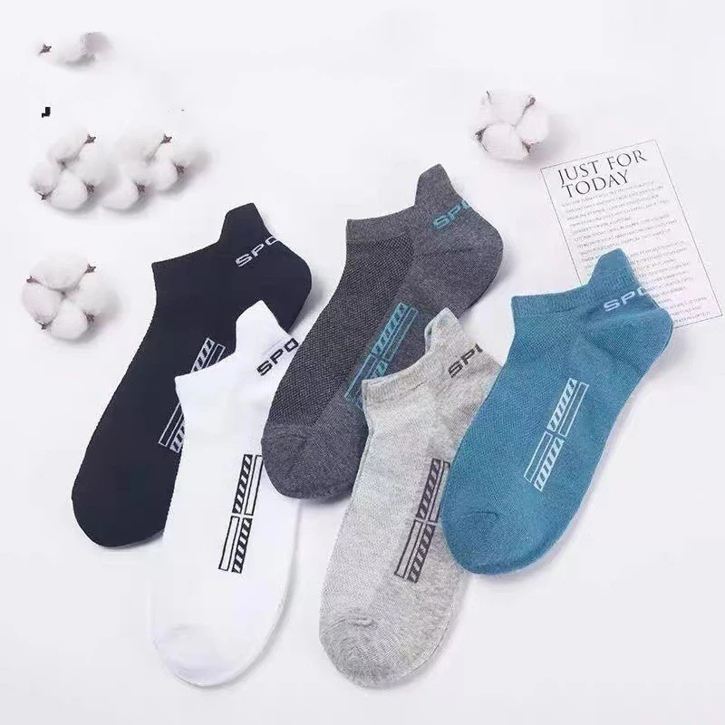 10Pairs High Quality Men Ankle Socks Breathable Cotton Sports Socks Mesh Casual Basketball Athletic Thin Summer Socks Size 38-45