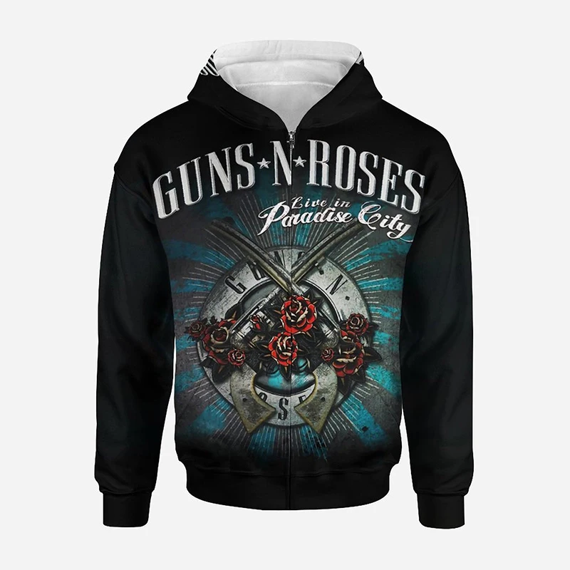 

Худи мужское/женское с 3D-принтом Guns N Roses, на молнии
