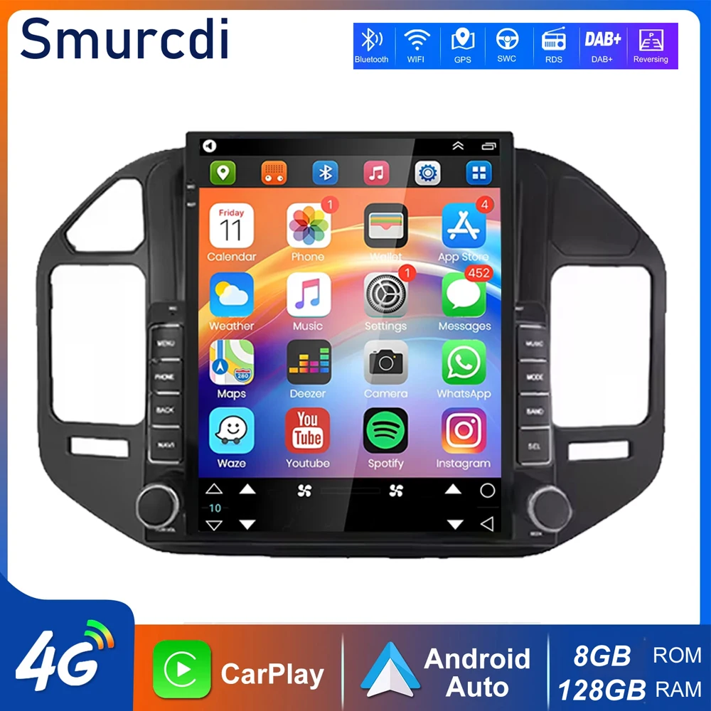 Фото 9.7-дюймовый Android 16 Carplay Auto для Mitsubishi Pajero 3 V73 2004-2011, автомобильная мультимедийная система с GPS-навигацией и вертикальным экраном №1
