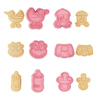 6pc baby birthday cookie embosser mold fondant biscuit cutter cookie embossing stamp baby shower dessert decorating baking tools