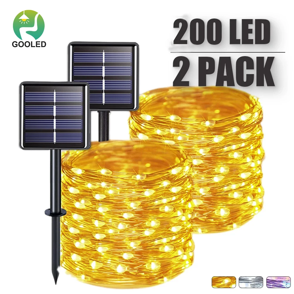 

22m/12m/7m Solar LED Light Outdoor Festoon Lamp Garden Fairy Light String 1~2PC Waterproof Holiday Garland Yard Decorations