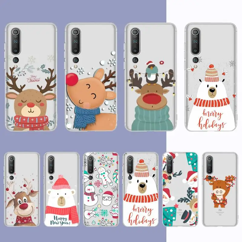 

Cartoon Christmas Deer Phone Case for Samsung S20 S10 lite S21 plus for Redmi Note8 9pro for Huawei P20 Clear Case