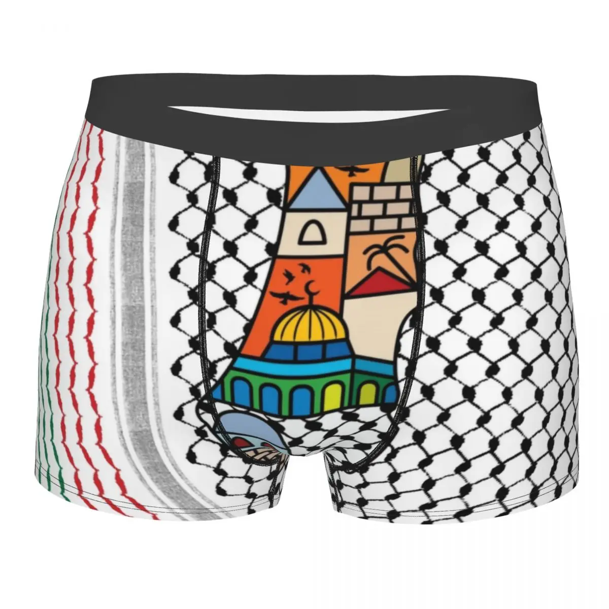 

Palestine Palestinian Map With Kufiya Hatta Pattern Boxer Shorts 3D Print Male Soft Sacred Jerusalem Underwear Panties Briefs