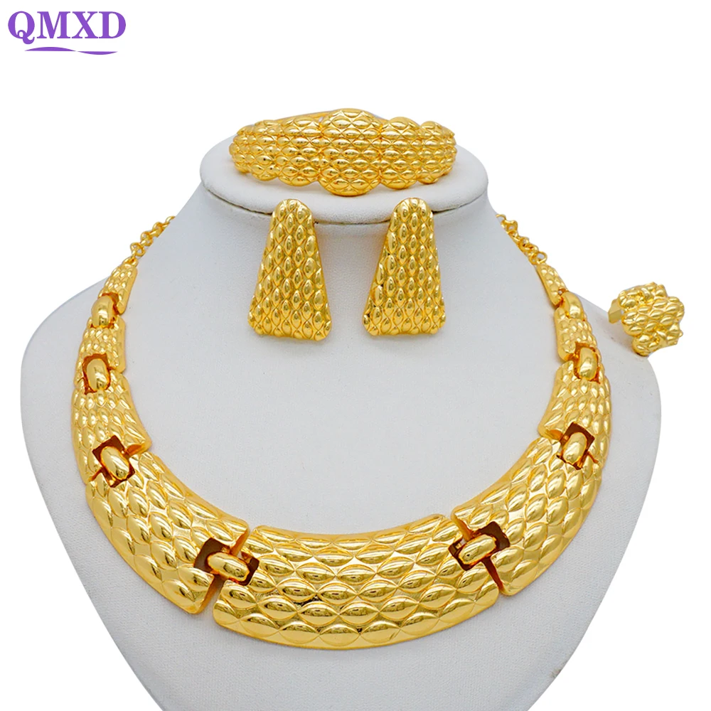Conjuntos de joyas de Color dorado de Dubai, joyería de disfraz para mujer, collar grande, conjunto de joyas de cuentas africanas, Boda nupcial nigeriana, 2022
