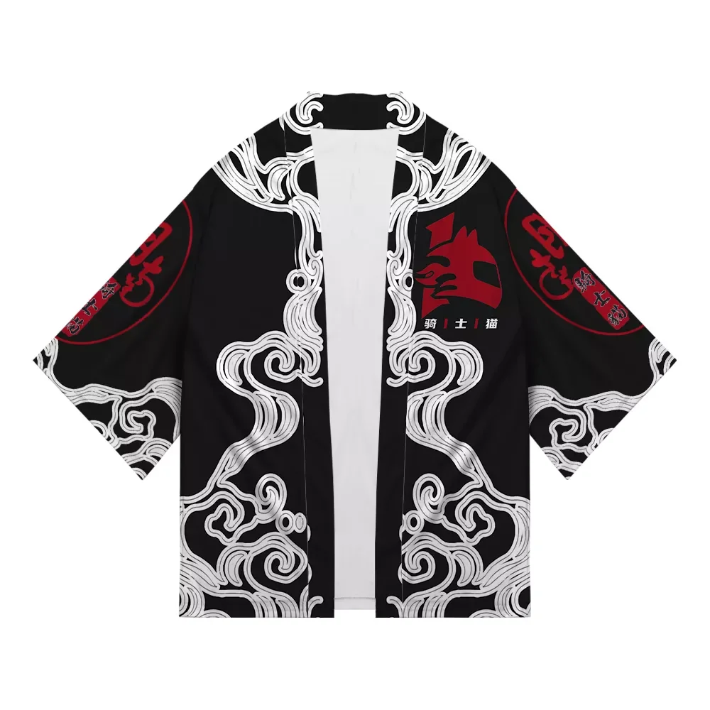 

NEW IN LN Plus Size Samurai Print 2023 Summer Design Loose Japanese Streetwear Cardigan Women Men Harajuku Kimono Cosplay Shirts