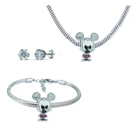 2022 stainless steel chain necklaces for women mickey stud earrings fashion jewelry sets accessories friends gifts