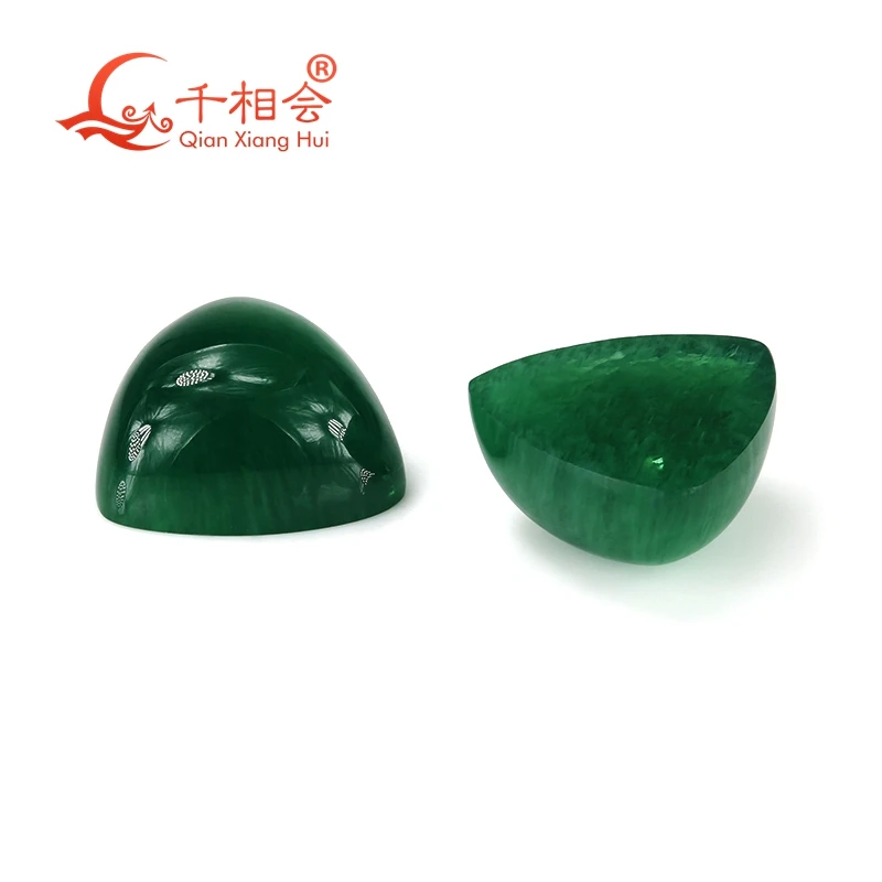 GRC 10*10MM trillion flat back Created Hydrothermal Muzo opaque green Emerald including minor cracks   inclusions loose gemstone