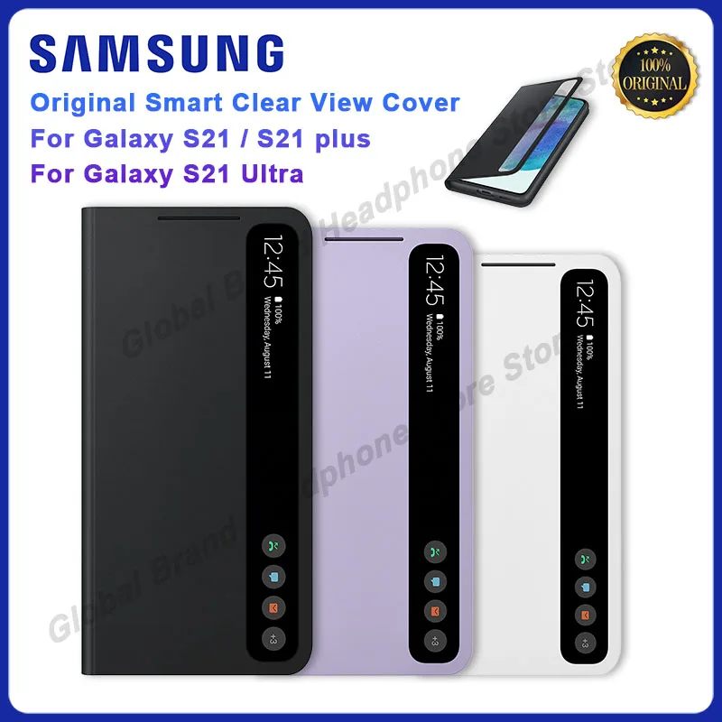 

Официальный Оригинальный чехол для Samsung Galaxy S21, Ультратонкий Прозрачный чехол для Galaxy S21 + S21 Plus, зеркальный Чехол-книжка