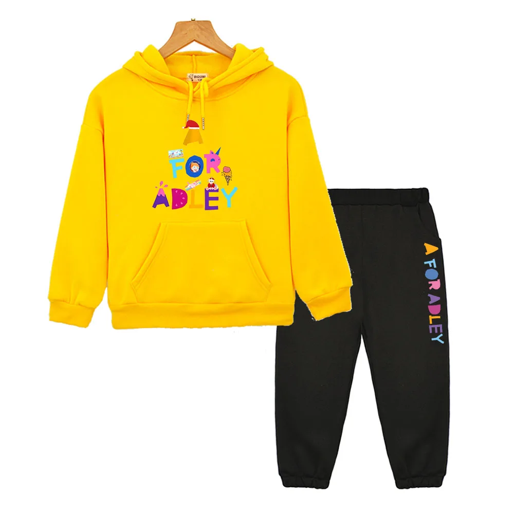 

A for Adley Cute Print Hoodie Sets Boys and Girls Comfortable Soft Sweatshirts Kawaii Graphic Children Pullovers Hooded Autumn
