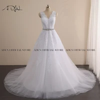 real photos v neck plus size wedding dresses a line tulle appliqued oversize bridal gowns with belt robe de mariee