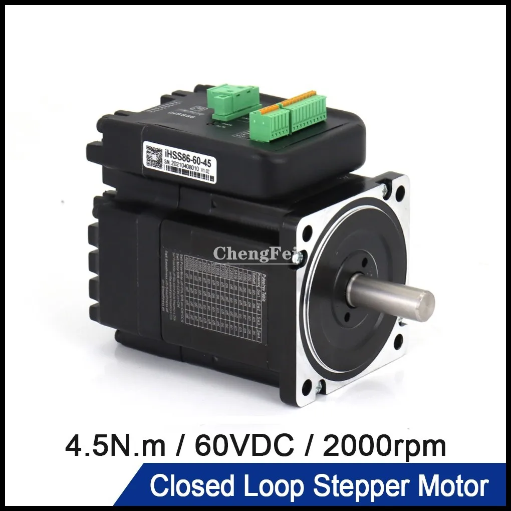 

CNC 4.5N.m Nema34 Integrated Closed Loop Stepper Motor 6A 24-80VDC 2000RPM Hybrid Servo Motor & Driver for CNC Kit iHSS86-60-45