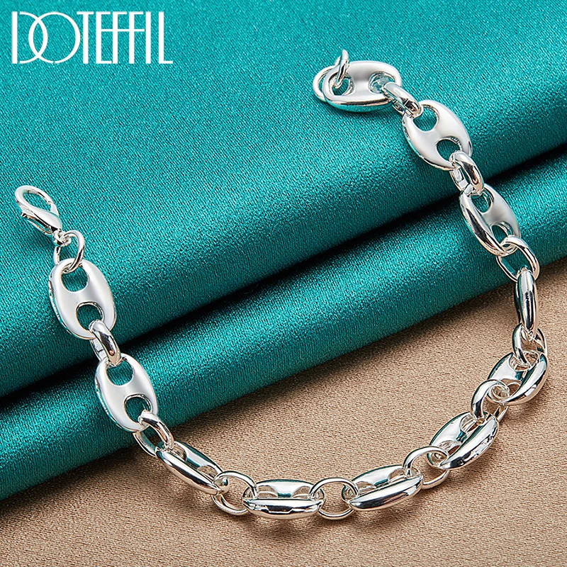 

DOTEFFIL 925 Sterling Silver Simple Classic Chain Bracelet For Women Man Wedding Engagement Party Fashion Jewelry