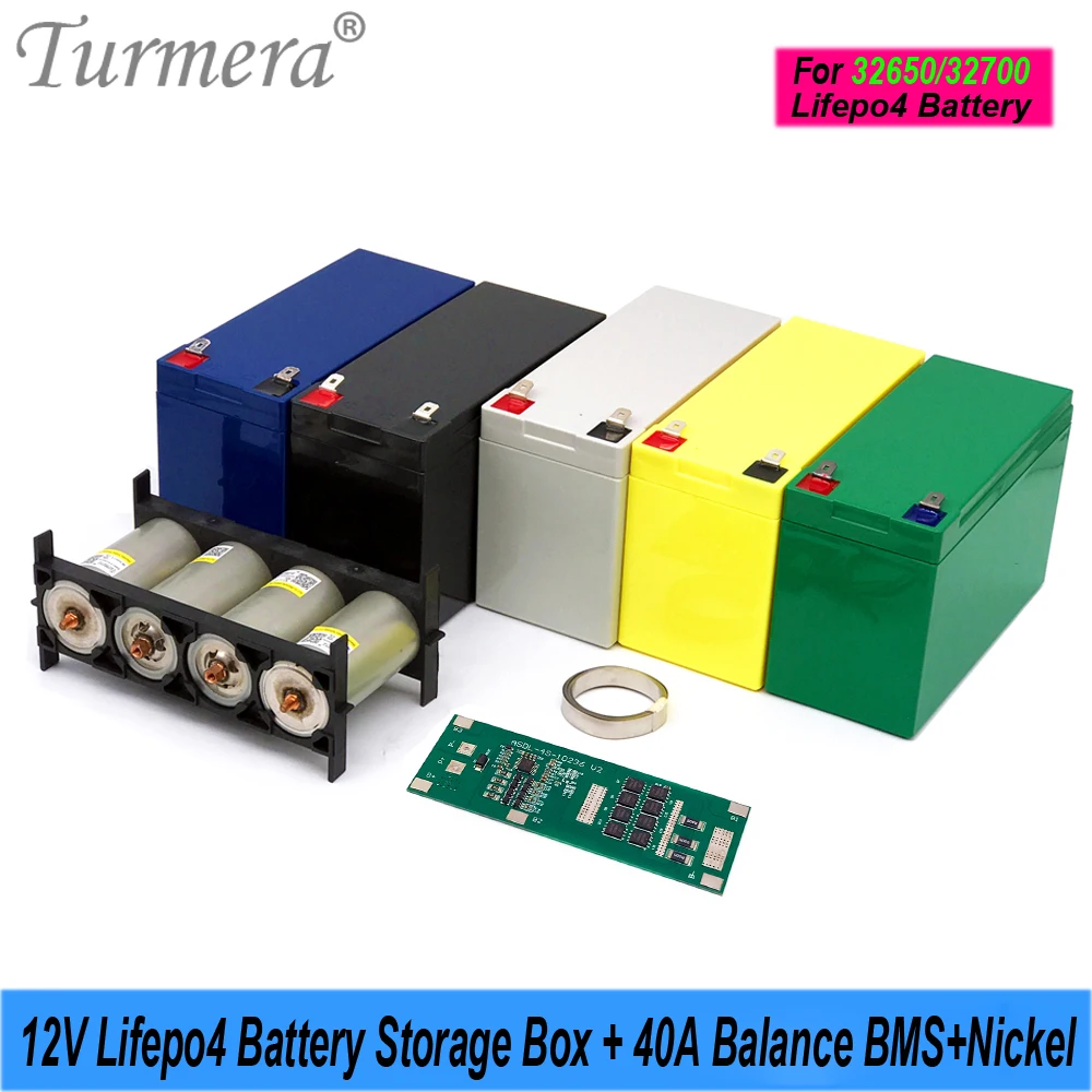 

Turmera 12V Lifepo4 Battery Box 1X4 32700 Holder 12.8V 4S 40A Balance BMS with Weld Nickel for 12V UPS or Replace Lead-Acid Use