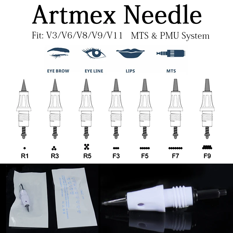 

50/100pcs Microblading Tattoo Needle Cartridges M1 L1 R3 R5 F5 F7 Needles Used for Artmex V8 V6 V3 PMU Permanent Makeup Machine
