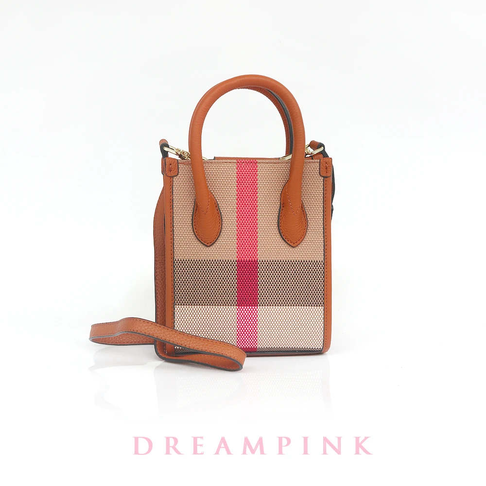 

Luxury Small Female Crossbody Bag High Quality New Women Phone Shoulder Handbag Stripes Plaid Canvas Leather Lady MessengerTote
