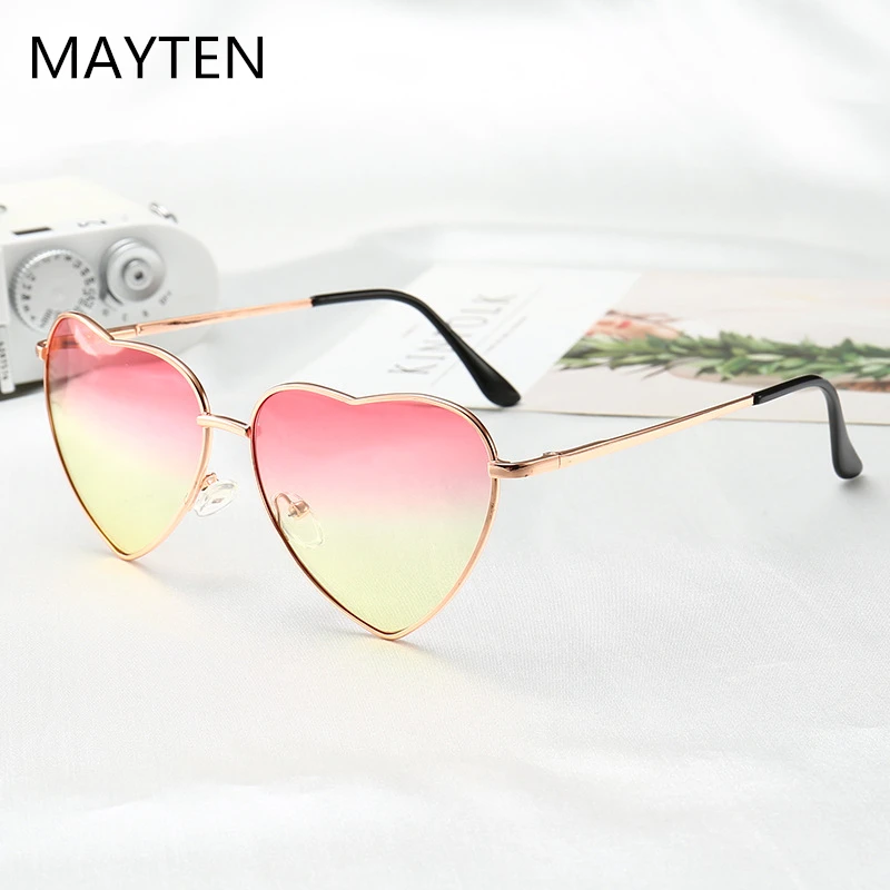 

Ladies Heart Shaped Sunglasses metal Women Brand Designer Fashion Rimless LOVE Clear Ocean Lenses Sun Glasses Oculos UV400