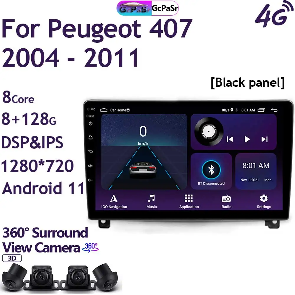 

Car Radio Video Multimedia Player Android Monitor Navigation GPS Autoradio For Peugeot 407 1 2004 - 2011 Touchscreen Carplay