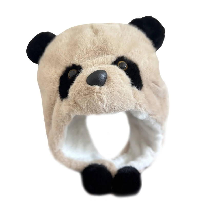 Мультяшная плюшевая шапка с пандой ветрозащитная теплая зимняя для альпинизма