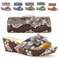 shoe and bag set 2022 summer new style africa nigeria italy slippers women phone bag ladies matching wedding shoes flip flops