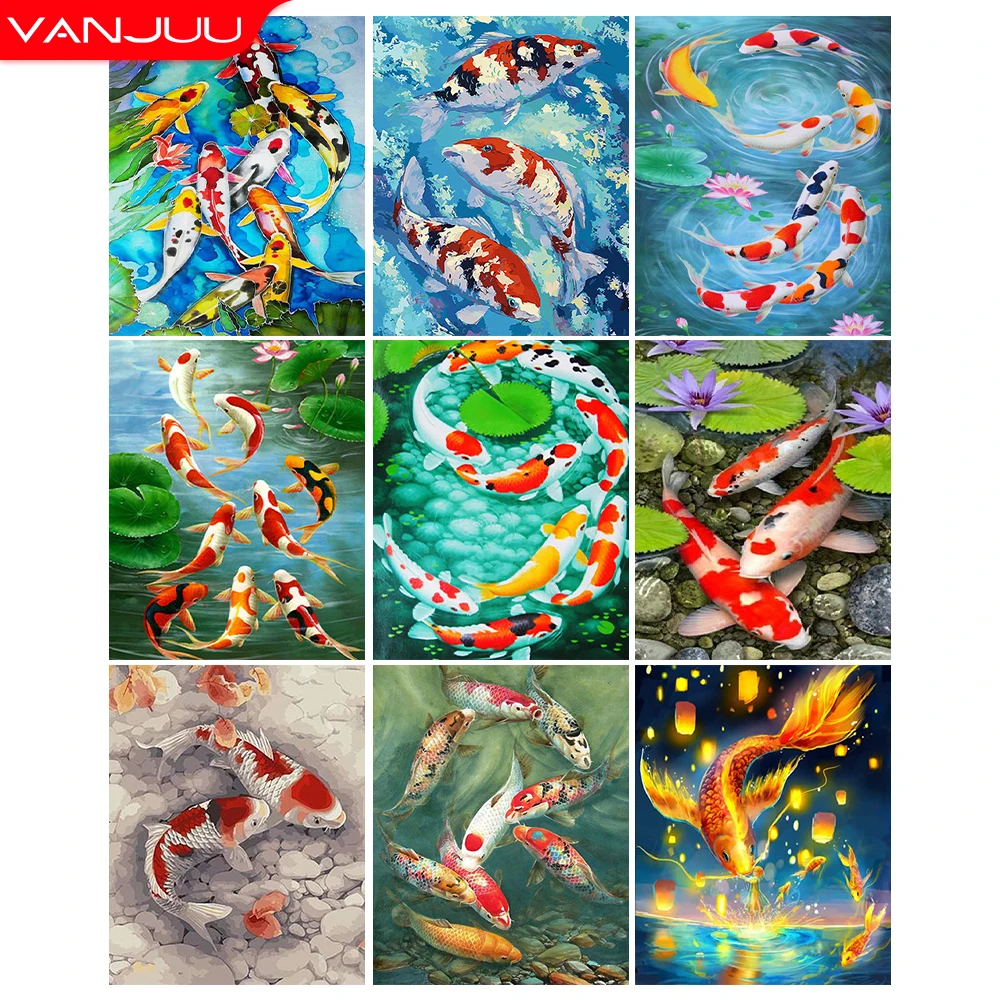 5D алмазная живопись полноцветная Алмазная мозаика на карпа квадратная круглая