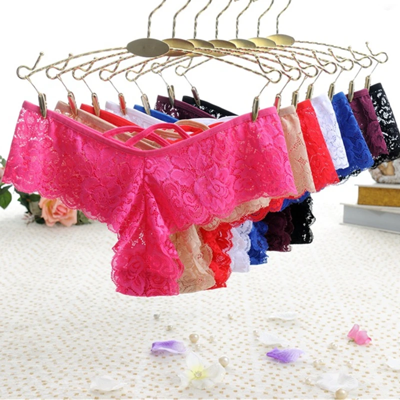 

Hot Sale Sexy Panties Thong Lace Women G-String Low Waist Underpants Women Seamless Underwear Briefs 7 Colors