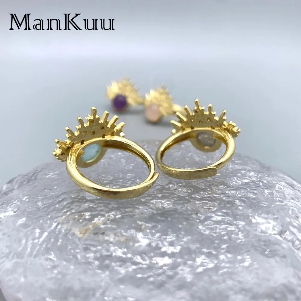 Mankuu модные украшения натуральный кристаллический камень аметист лабрадорит