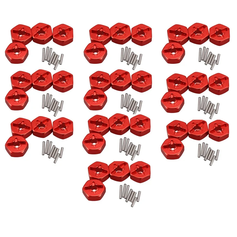 

40X Aluminum Alloy 12Mm Combiner Wheel Hub Hex Adapter Upgrades For Wltoys 144001 1/14 RC Car Spare Parts,Red