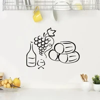 grapes a bottle of wine and a glass kitchen wall stickers vinyl home decor decals waterproof removable murals wallpaper dw14262