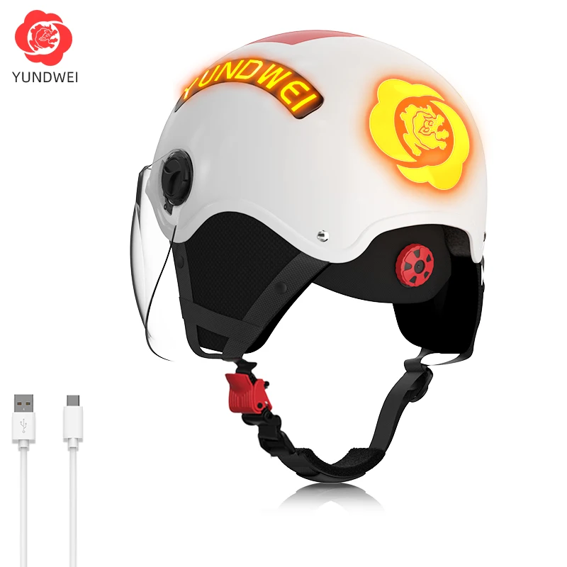 Enlarge Smart Bluetooth voice call helmet Highlight LED warning light luminous men and women electric vehicle Battery motorcycle helmet