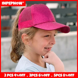 3-10 Years Sequins Ponytail Children's Baseball Cap for Baby Girls Boys Hats Western Mesh Cotton Spo