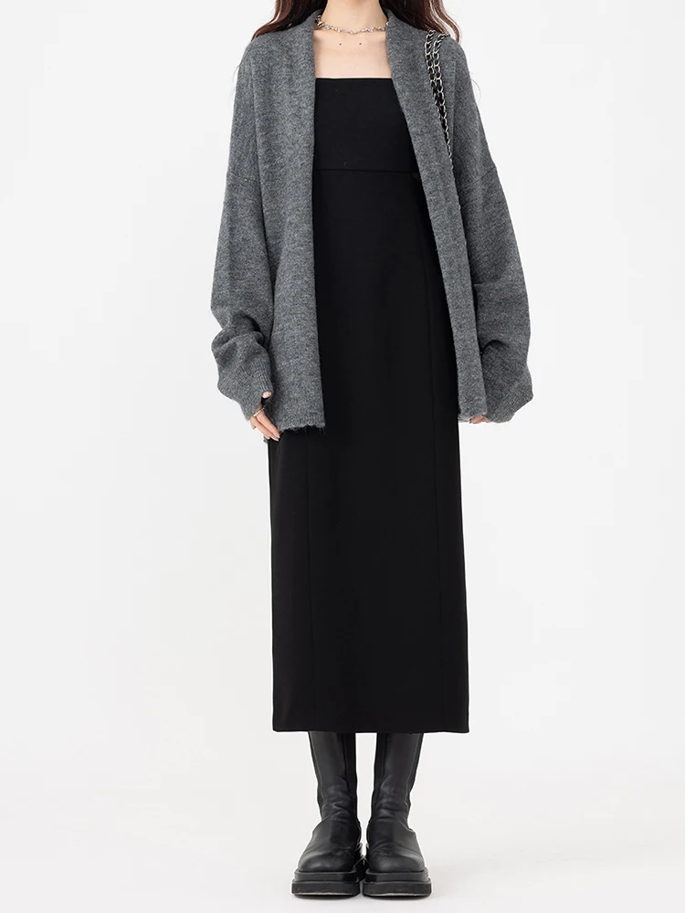 Корейская серия свитер средней длины кардиган женский осенний пригородный