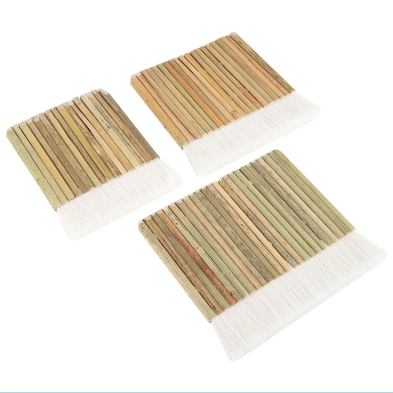 

3 Size Sheep Hair Hake Brush Bamboo Handle Soft Brush Latex Paint Brush For Pottery Painting Drawing Drafting