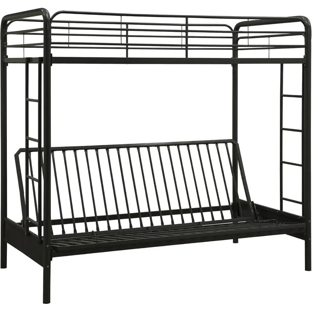 Металлическая двухъярусная кровать Twin over Futon черная