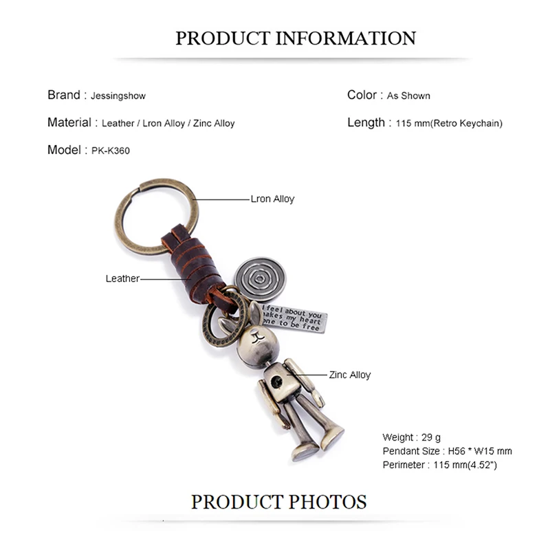 

Vintage Engraved Bronze Robot Backpack Car Keychain Accessories Fashion Gift