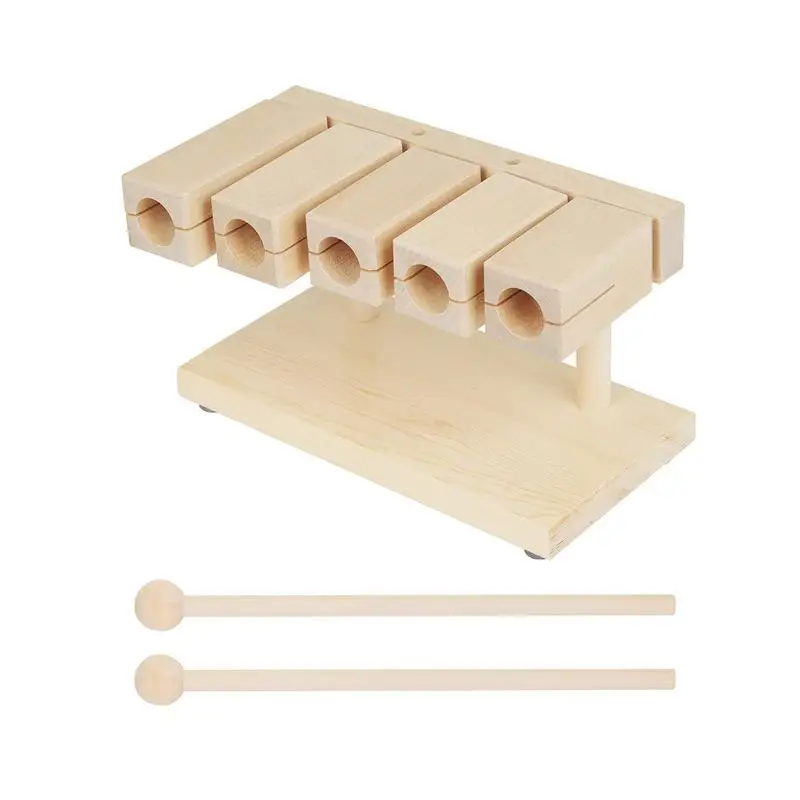 

5 Tones Rhythm Maple Blocks Wood Percussion Block Clear Texture Maple Manual Strike Wood Rhythm Blocks For National Music