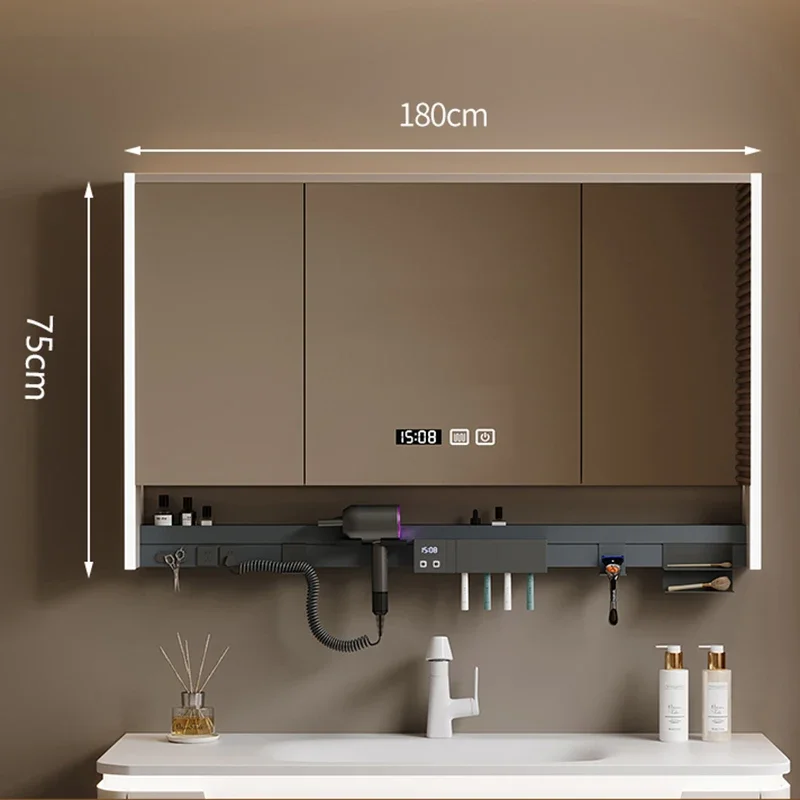 Умный зеркальный шкаф в скандинавском стиле настенный для хранения с подсветкой