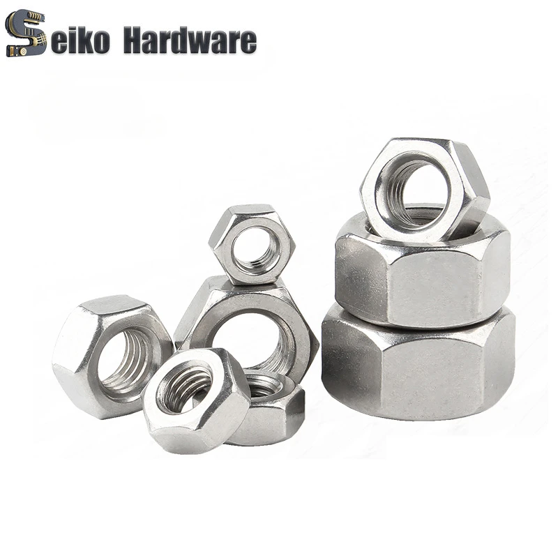 304 Шестигранная гайка DIN934 из нержавеющей стали M1 M1.2 M1.4 M1.6 M2 M2.5 M3 M3.5 M4 M5 M6 M8 M10 M12 M16 M20