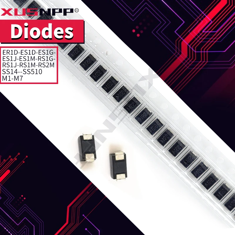 

100 шт. ER1D ES1D ES1G ES1J ES1M ES2J M1 M4 M5 M7 RS1G RS1J RS1M RS2M SS14 SS34 SS36 SS54 SS110 SS210 SS220 SS310 SS510